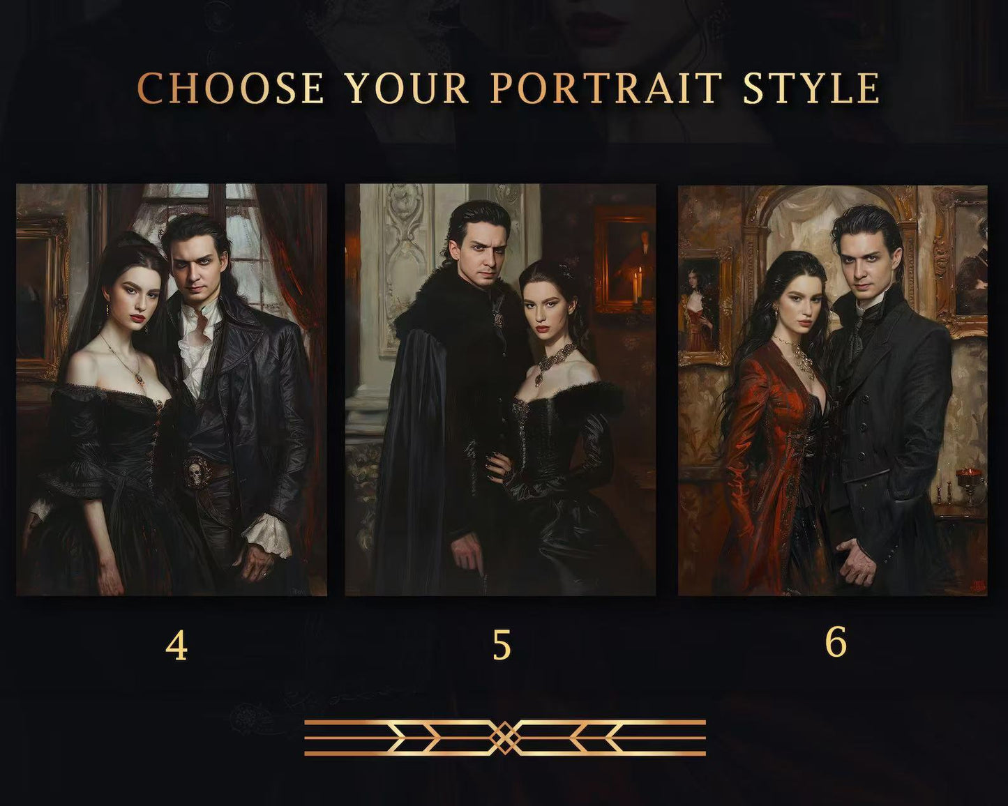 Custom Vampire Couple Portrait from Photo - Personalized Dark Vampire Oil Painting Style | Perfect Gift for Couples