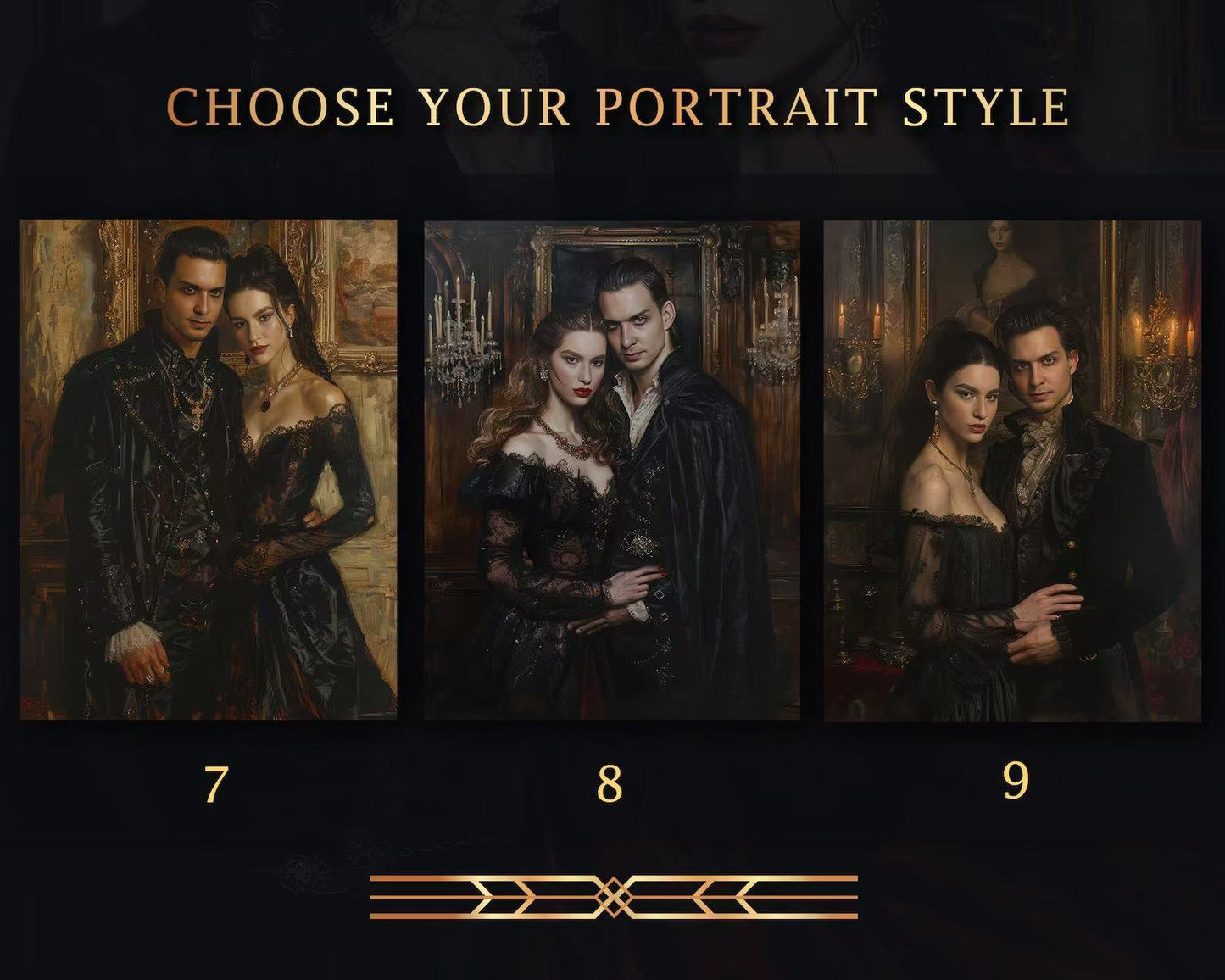 Custom Vampire Couple Portrait from Photo - Personalized Dark Vampire Oil Painting Style | Perfect Gift for Couples