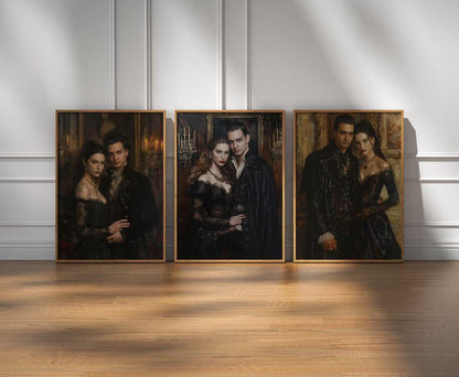 Custom Vampire Couple Portrait from Photo - Personalized Dark Vampire Oil Painting Style | Perfect Gift for Couples